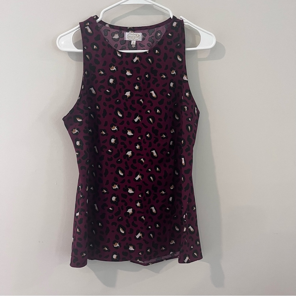 Mudpie Womenโs Blouse Animal Print Sleeveless Elegant Small